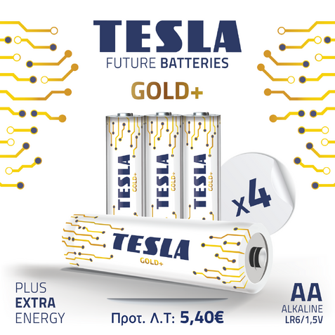 TESLA BATTERIES GOLD +AA (4pack)