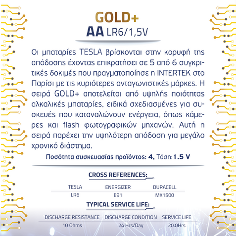 TESLA BATTERIES GOLD +AA (4pack)