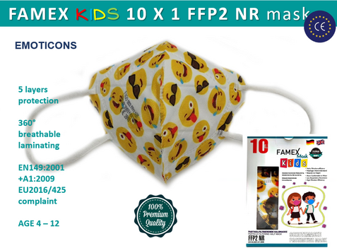 Σετ 10 τεμ FAMEX KIDS FFP2 EMOTICONS – CE