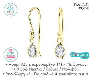 BK10022525 TEARDROP ZIRCON EARRINGS 4X6MM GOLD