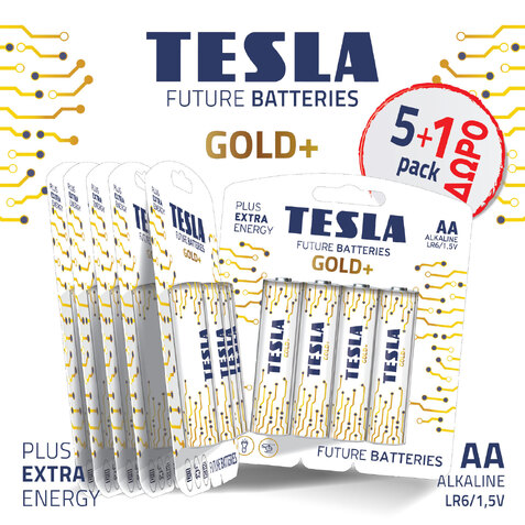 5  x (4packs) + 1ΔΩΡΟ, TESLA GOLD +AA