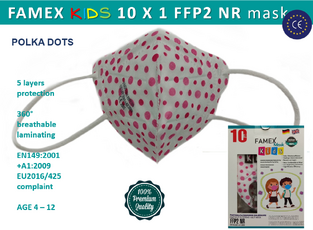 Σετ 10 τεμ FAMEX KIDS FFP2 DOTS – CE