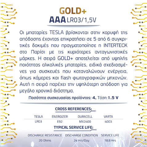 TESLA BATTERIES GOLD +AAA (4pack)
