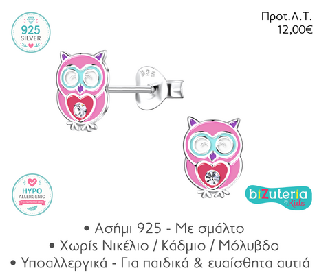 BK10031151 SILVER OWL STUD EARRINGS