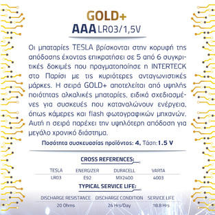 TESLA BATTERIES GOLD +AAA (4pack)