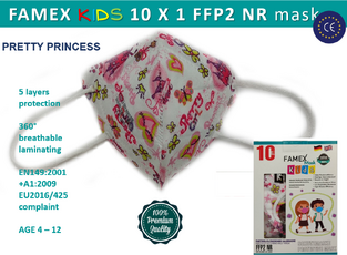 Σετ 10 τεμ FAMEX KIDS FFP2 PRINCESS – CE