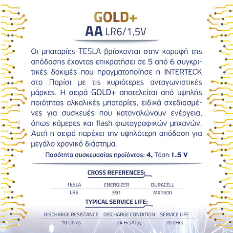 TESLA BATTERIES GOLD +AA (4pack)