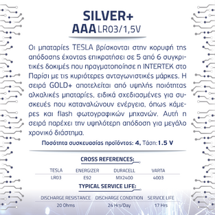 TESLA BATTERIES SILVER +AAA (4pack)