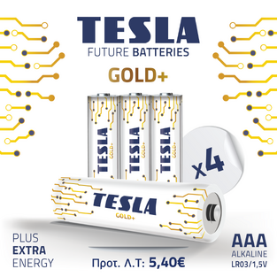 TESLA BATTERIES GOLD +AAA (4pack)