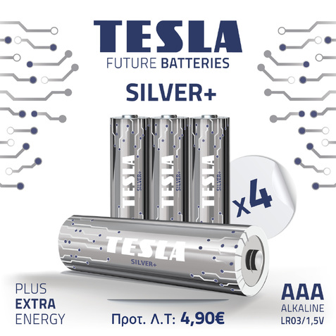 TESLA BATTERIES SILVER +AAA (4pack)